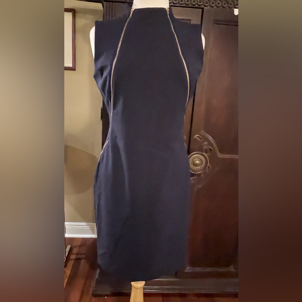 Like NEW Calvin Klein Double Zippered Dress , BLUE, 10